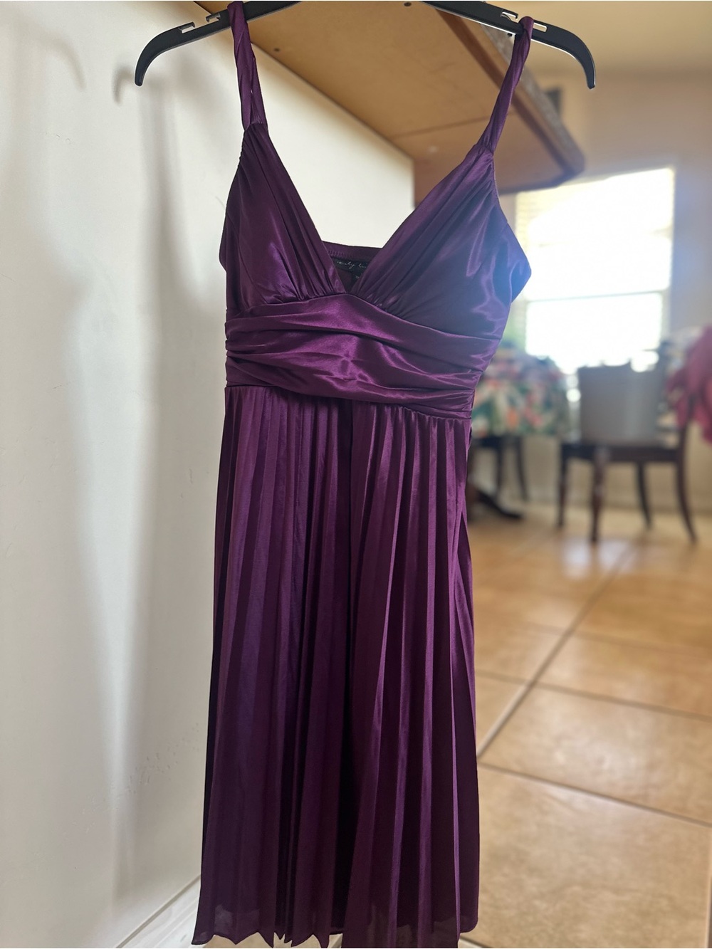 City Triangles Plum Pleated Midi Dress